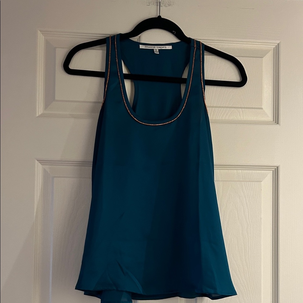 Collective Concepts Teal Tank Top with Black Trim